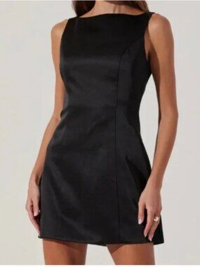 A&F High-Neck Satin Sculpt Mini Dress - Size M Tall